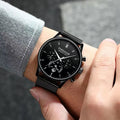 Poedagar Ultra Thin Mesh Belt Mens Watches Sports Chronograph Waterproof Luminous Watch for Men Top Luxury Quartz Wristwatch