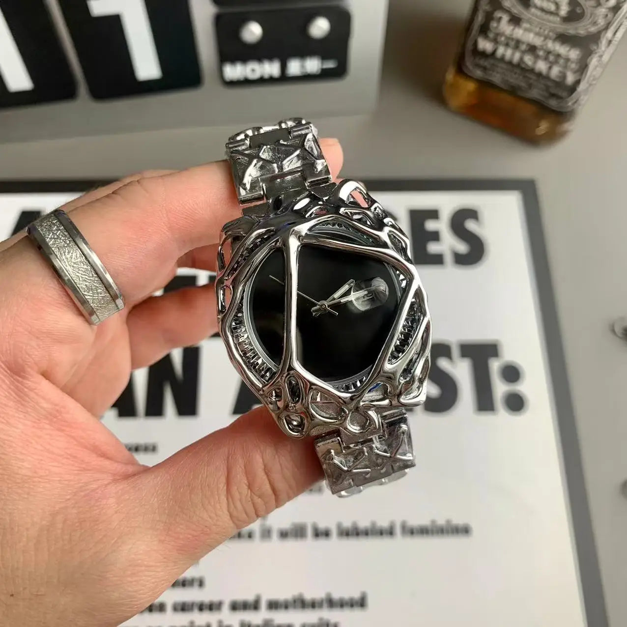 Men's Watch Unique Spider Web Y2K Quartz Timepiece Water-Resistant Luminous Date Business Fun Personality Watch