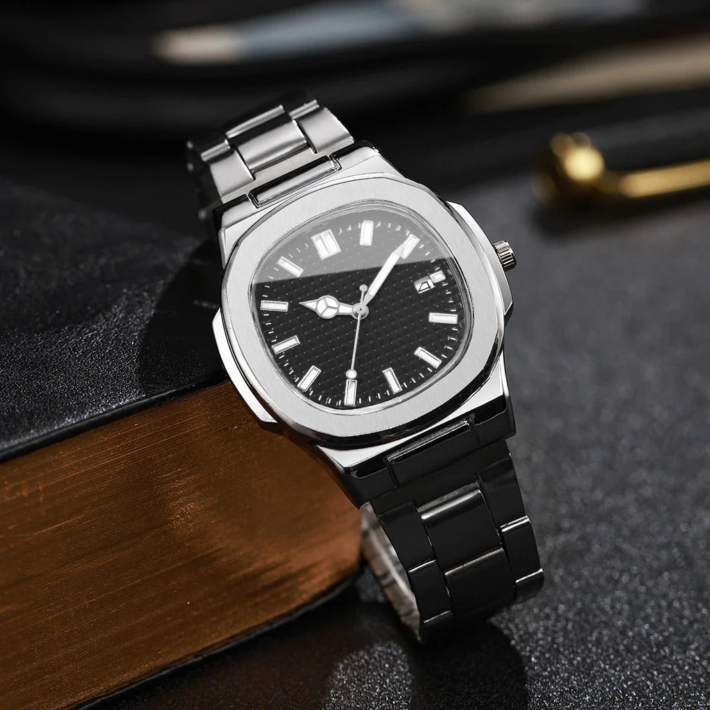 Luxury Square Men Business Watches Simple Calendar Quartz Watch for Mens Clock Relogio Masculino（Without Box）