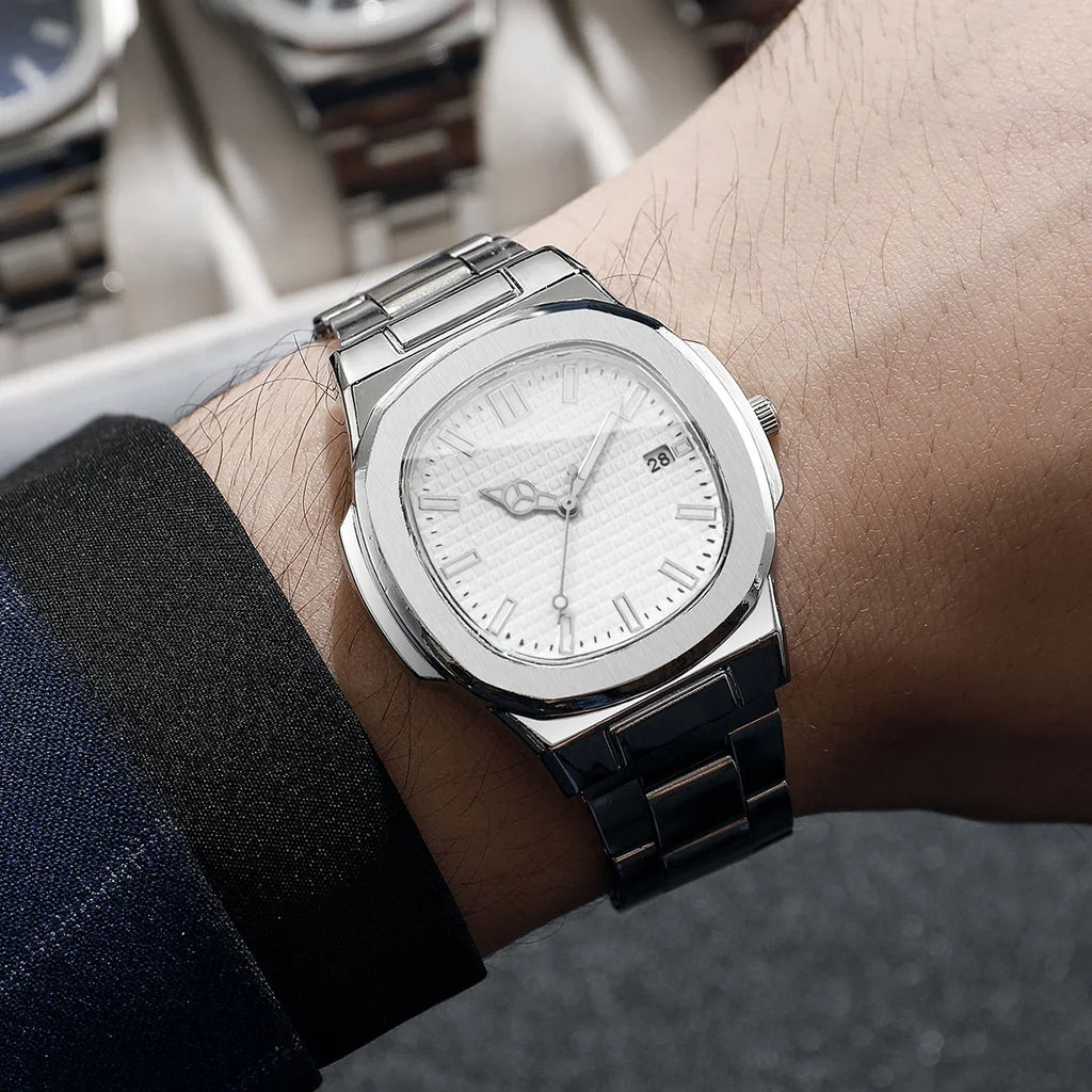 Luxury Square Men Business Watches Simple Calendar Quartz Watch for Mens Clock Relogio Masculino（Without Box）
