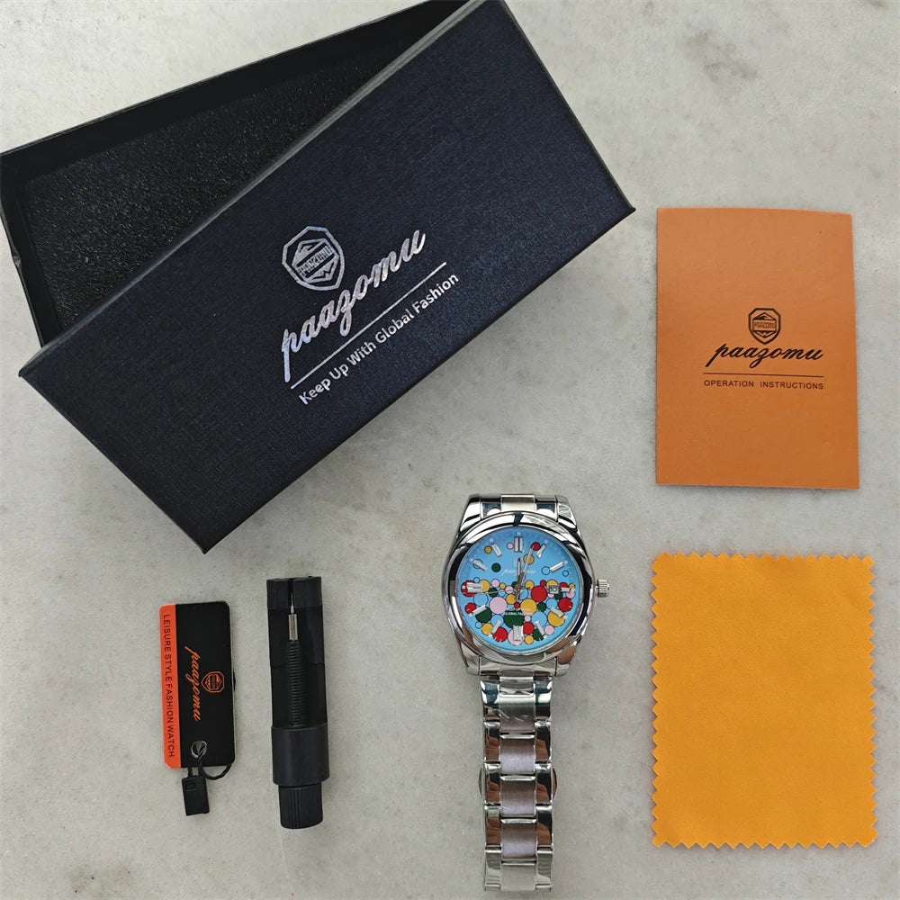PAAZOMU Brand Luxury Men's Watch StainlessSteel Waterproof Date Quartz WristWatch Business Fashion Clock Best Gift For Men Reloj