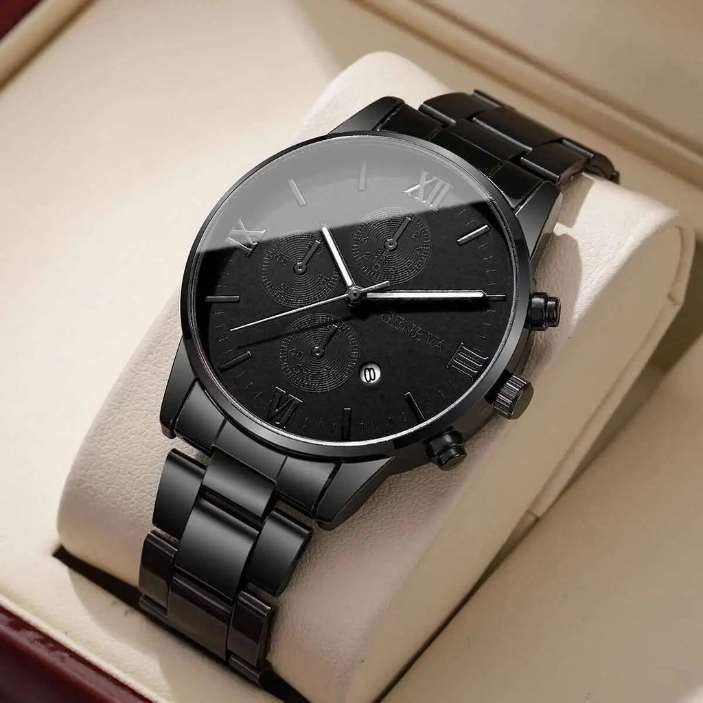 Fashion Roma Dial Men Business Watches Calendar Quartz Watch for Man Clock Reloj Hombre（Without Box）