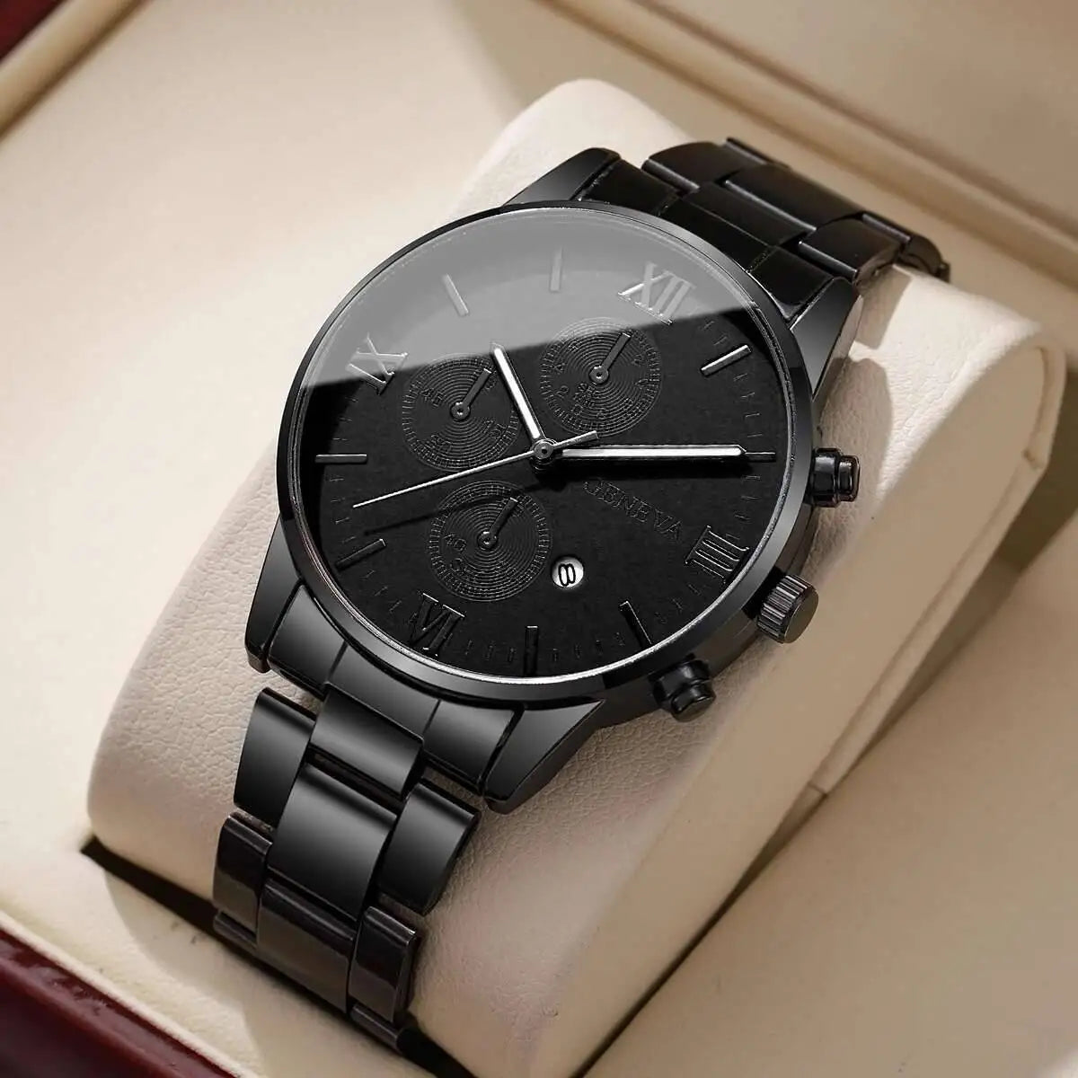 Fashion Roma Dial Men Business Watches Calendar Quartz Watch for Man Clock Reloj Hombre（Without Box）