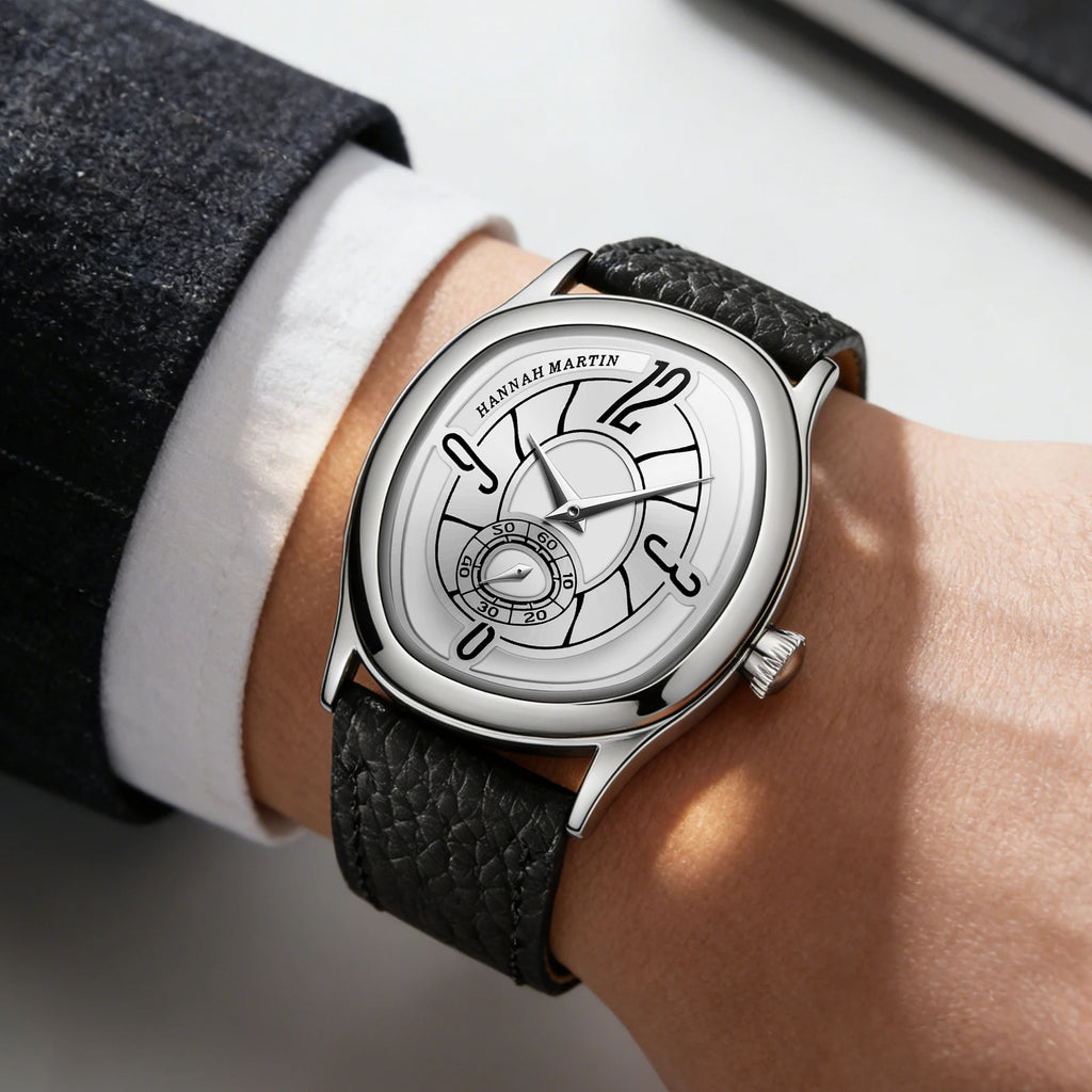 High Quality Genuine Leather Black Quartz Watch Men Fashion Business Trend Steel Waterproof Movement Boutique Men Casual Watch