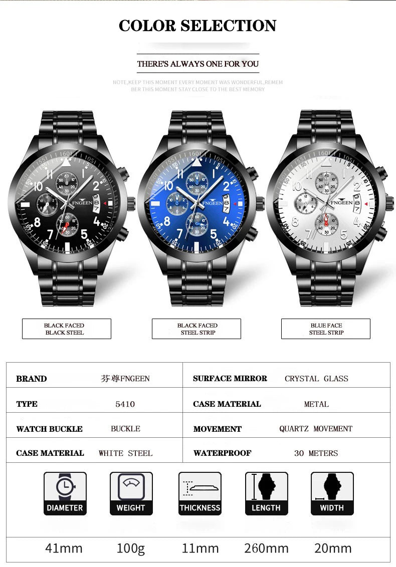 BINBOND Genuine Accurate Quartz Wristwatches for Men Luxury Luminous Waterproof Auto Date Durable Men's Watch Casual Reloj