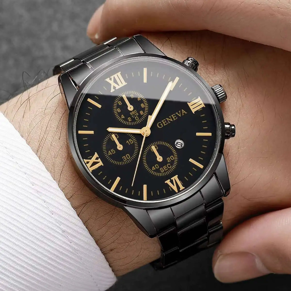 Fashion Roma Dial Men Business Watches Calendar Quartz Watch for Man Clock Reloj Hombre（Without Box）
