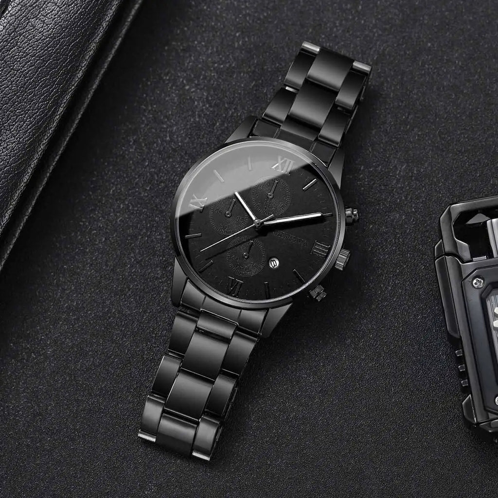 Fashion Roma Dial Men Business Watches Calendar Quartz Watch for Man Clock Reloj Hombre（Without Box）