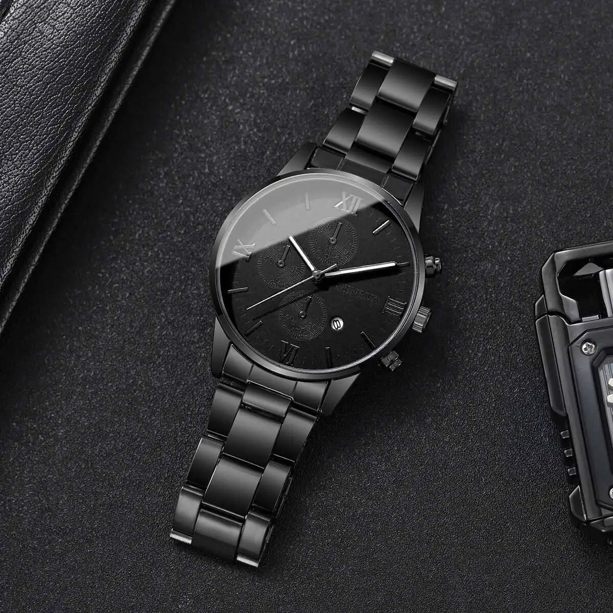 Fashion Roma Dial Men Business Watches Calendar Quartz Watch for Man Clock Reloj Hombre（Without Box）