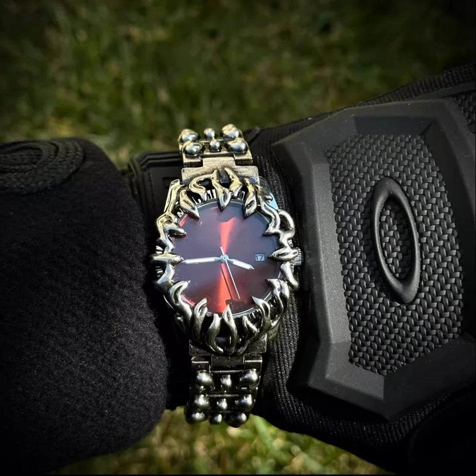 Original Quartz Watch Retro Croco Iris Shape Claw Watch Alabaster Style Retro Y2K European American Hip Hop Luxury Men Watch