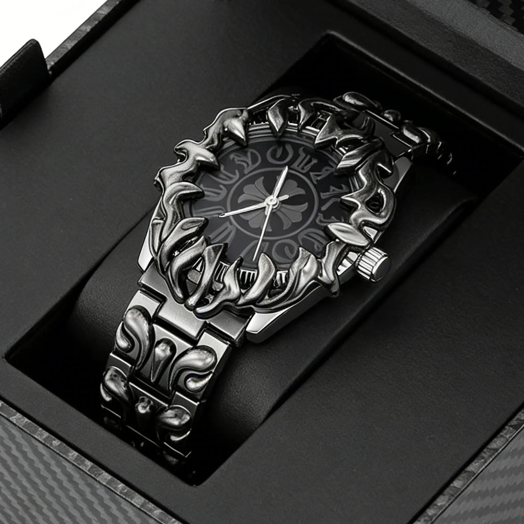 Original Quartz Watch Retro Croco Iris Shape Claw Watch Alabaster Style Retro Y2K European American Hip Hop Luxury Men Watch