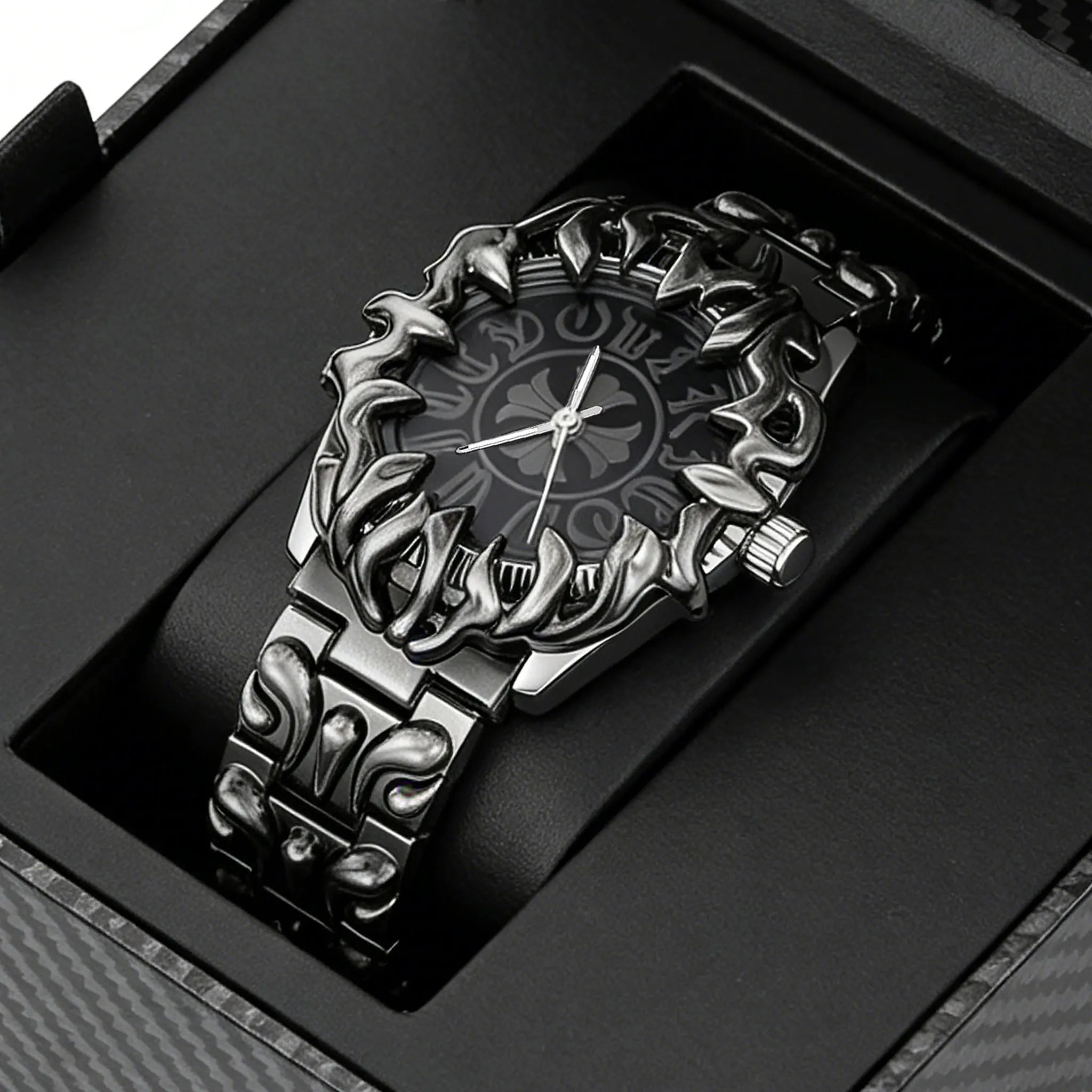 Original Quartz Watch Retro Croco Iris Shape Claw Watch Alabaster Style Retro Y2K European American Hip Hop Luxury Men Watch