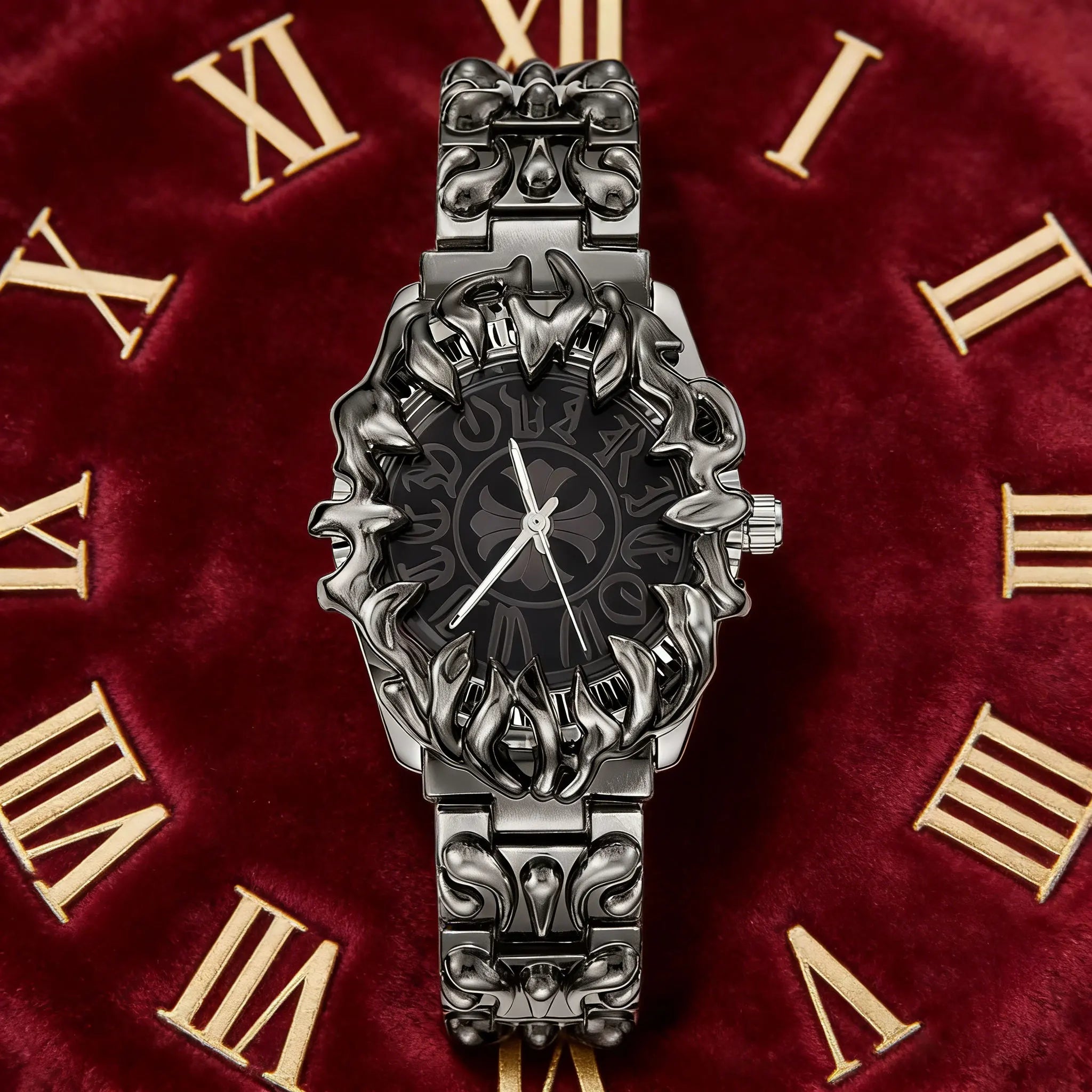 Original Quartz Watch Retro Croco Iris Shape Claw Watch Alabaster Style Retro Y2K European American Hip Hop Luxury Men Watch