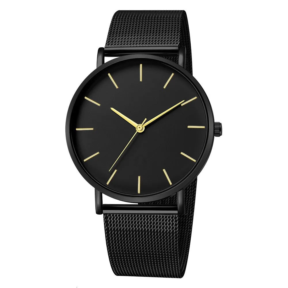 Top Brand Fashion Minimalist Ultra-thin Watch Men's Business Stainless Steel Strap Steel Mesh Quartz Watch Relogio Masculino