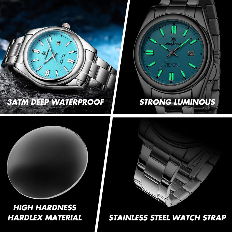 PAAZOMU Brand Luxury Men's Watch StainlessSteel Waterproof Date Quartz WristWatch Business Fashion Clock Best Gift For Men Reloj