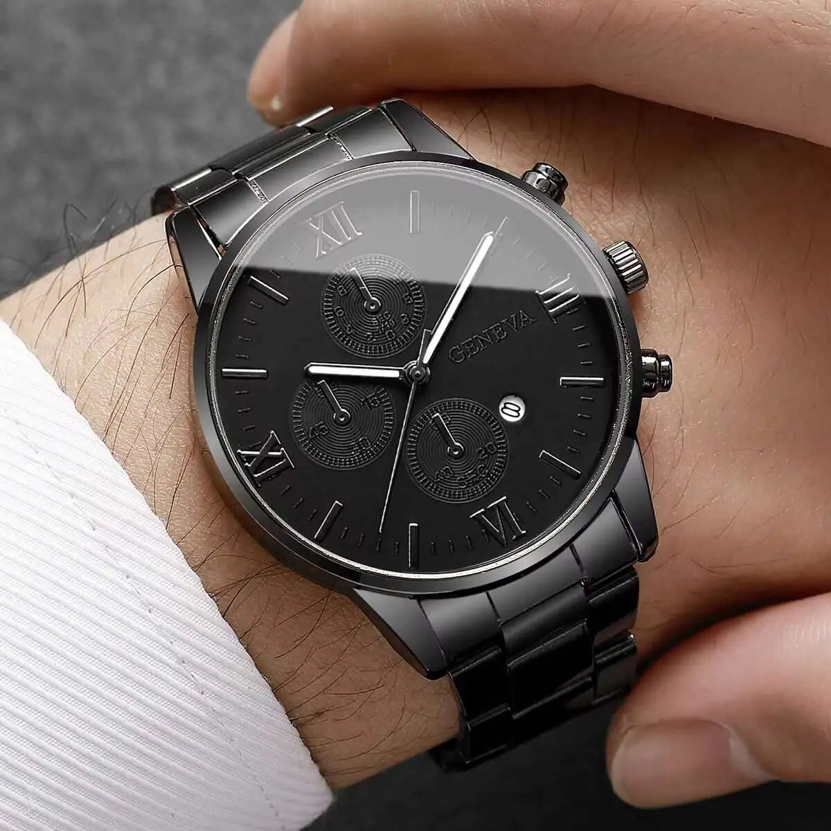 Fashion Roma Dial Men Business Watches Calendar Quartz Watch for Man Clock Reloj Hombre（Without Box）