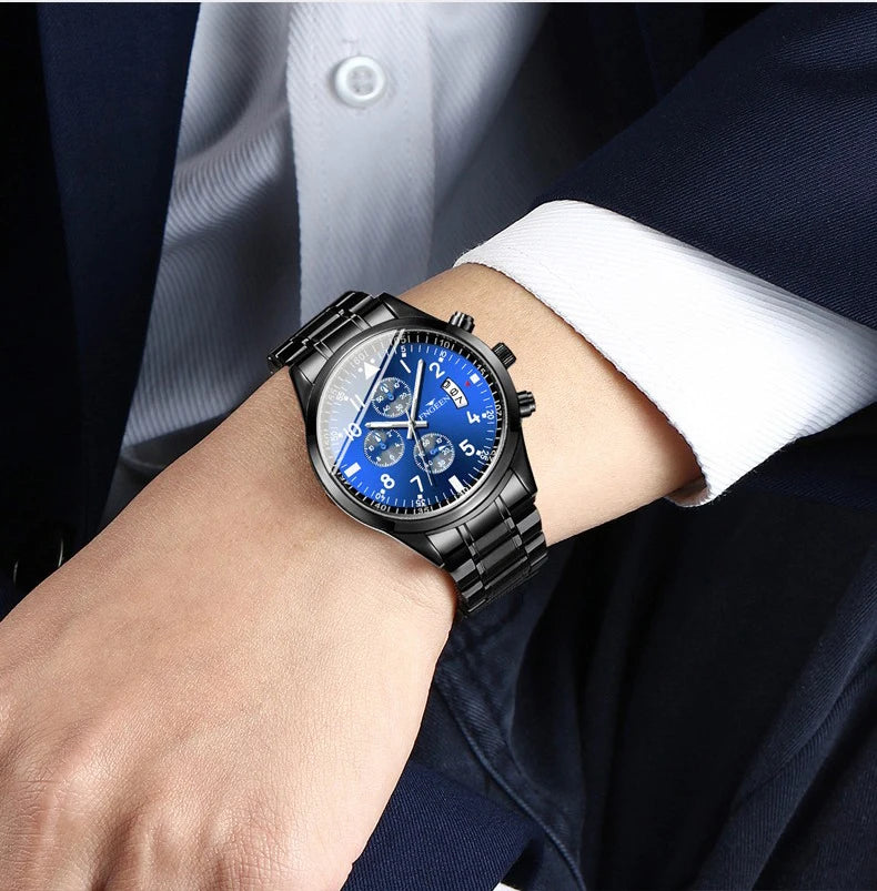 BINBOND Genuine Accurate Quartz Wristwatches for Men Luxury Luminous Waterproof Auto Date Durable Men's Watch Casual Reloj