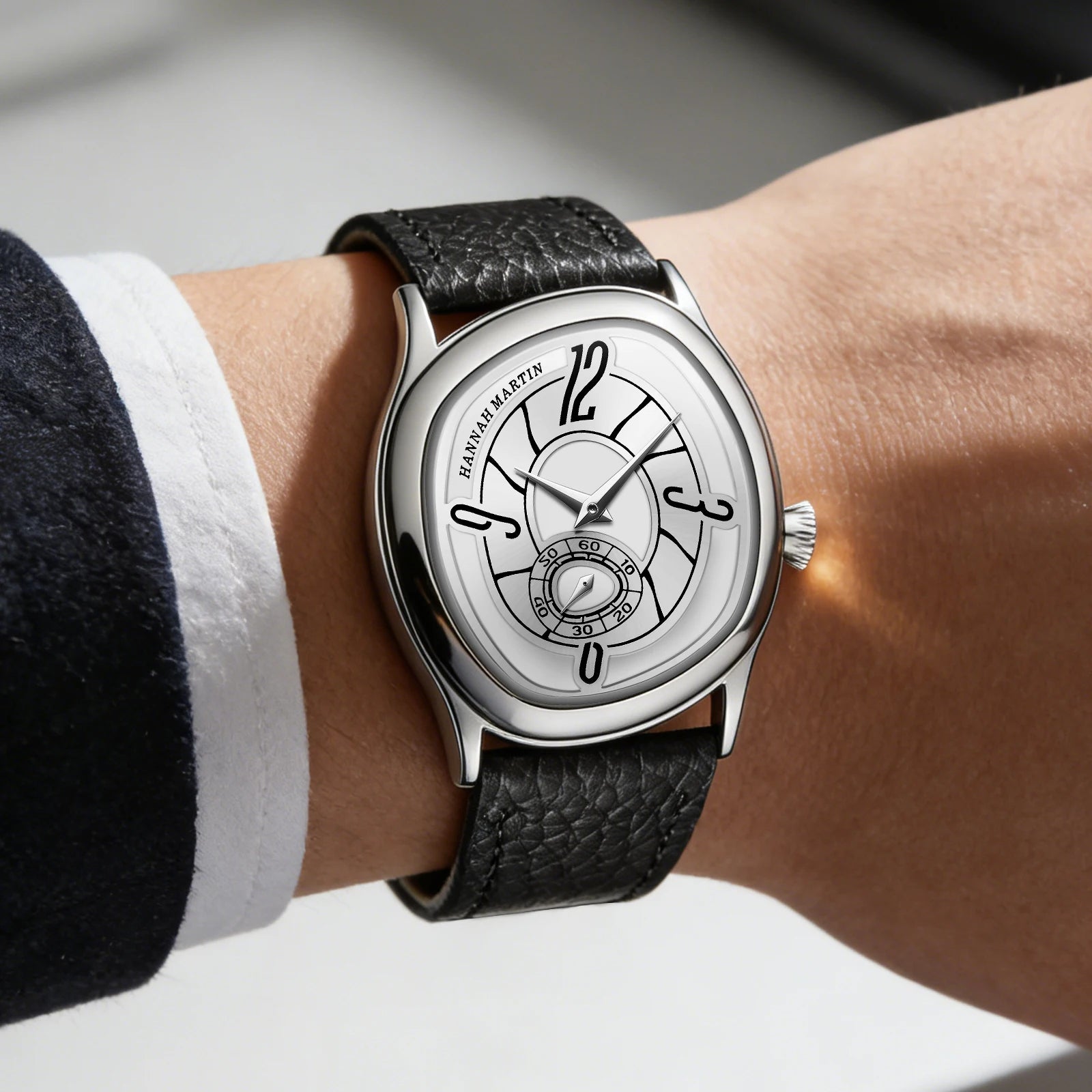 High Quality Genuine Leather Black Quartz Watch Men Fashion Business Trend Steel Waterproof Movement Boutique Men Casual Watch