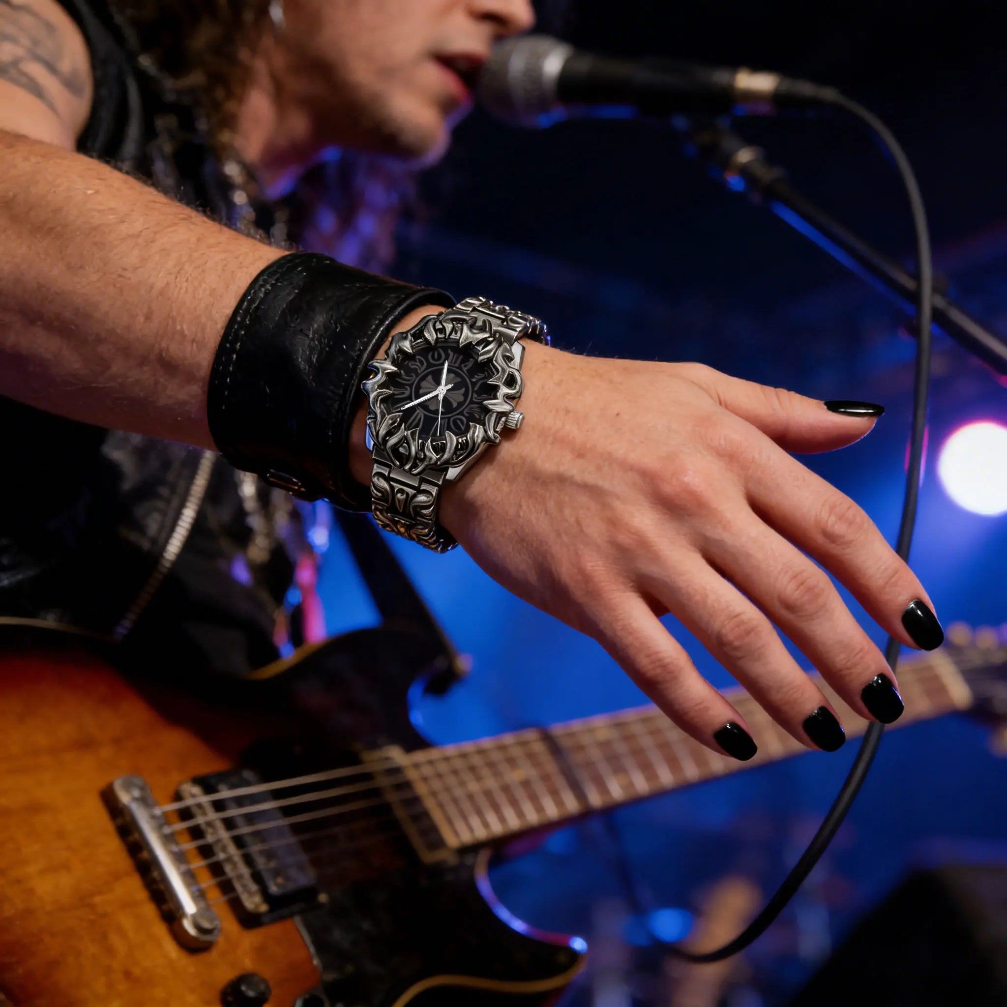 Original Quartz Watch Retro Croco Iris Shape Claw Watch Alabaster Style Retro Y2K European American Hip Hop Luxury Men Watch