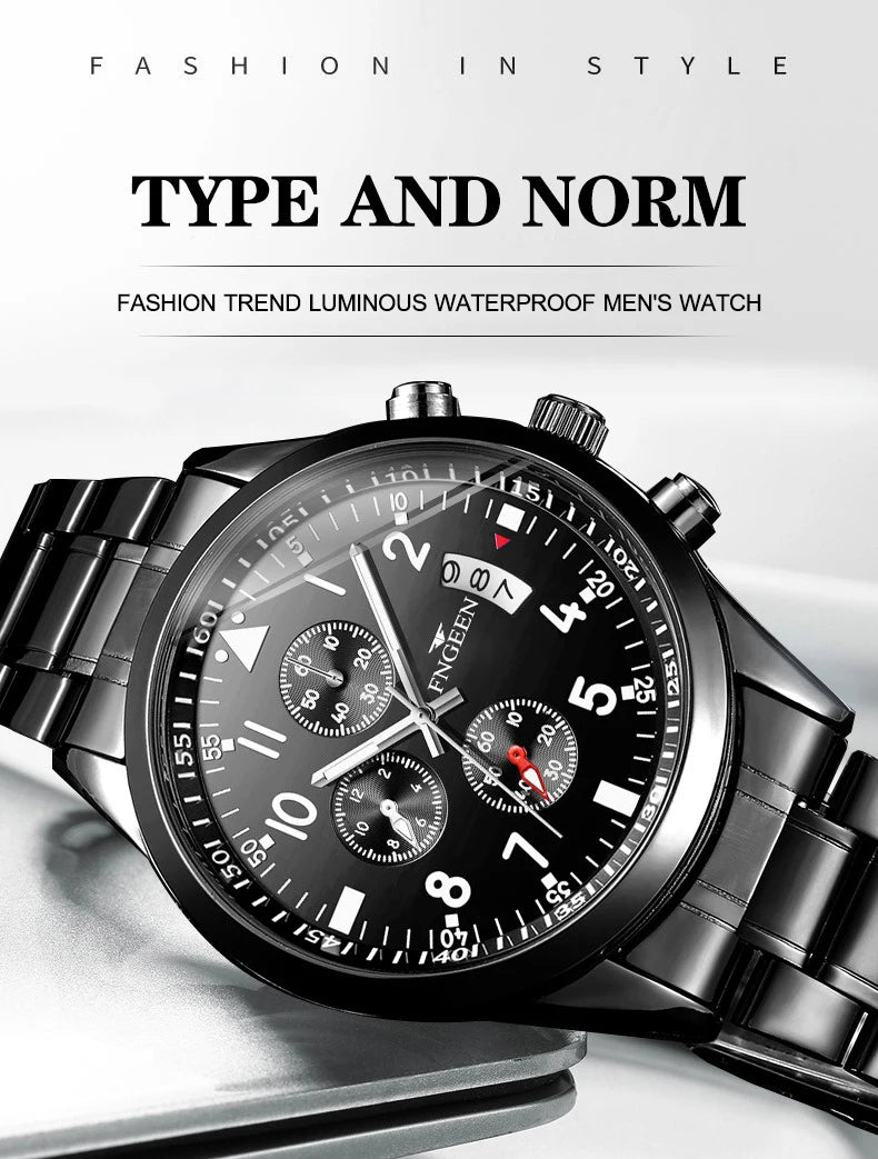 BINBOND Genuine Accurate Quartz Wristwatches for Men Luxury Luminous Waterproof Auto Date Durable Men's Watch Casual Reloj