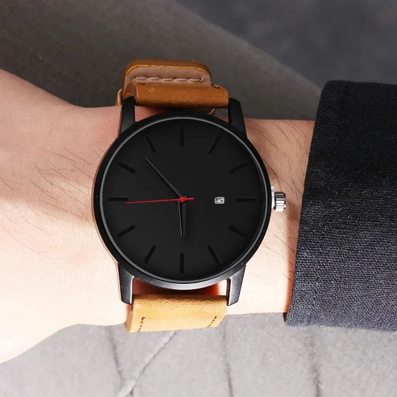 Casual Leather Sports Man Watch Top Brand Fashion Analog Men's Quartz Wristwatch Simple Military Male Clock reloj para hombre