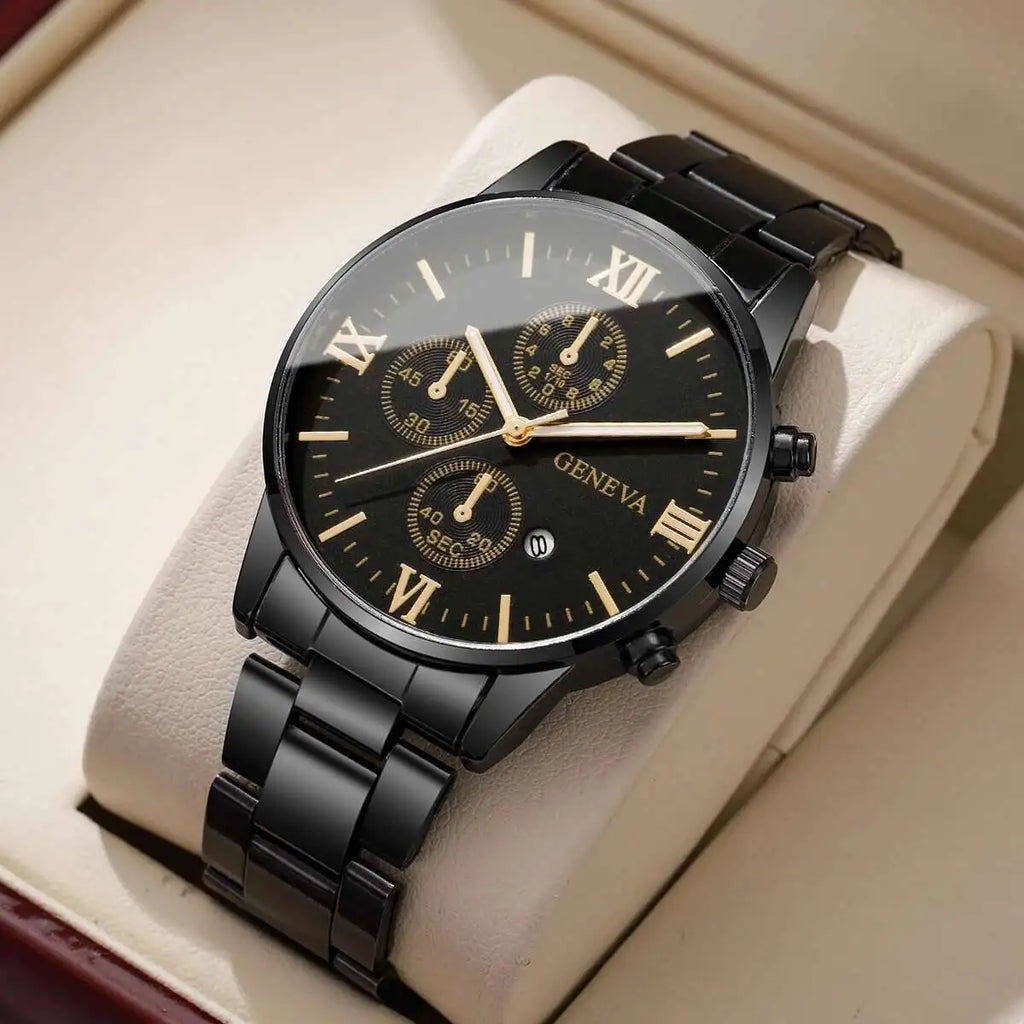 Fashion Roma Dial Men Business Watches Calendar Quartz Watch for Man Clock Reloj Hombre（Without Box）