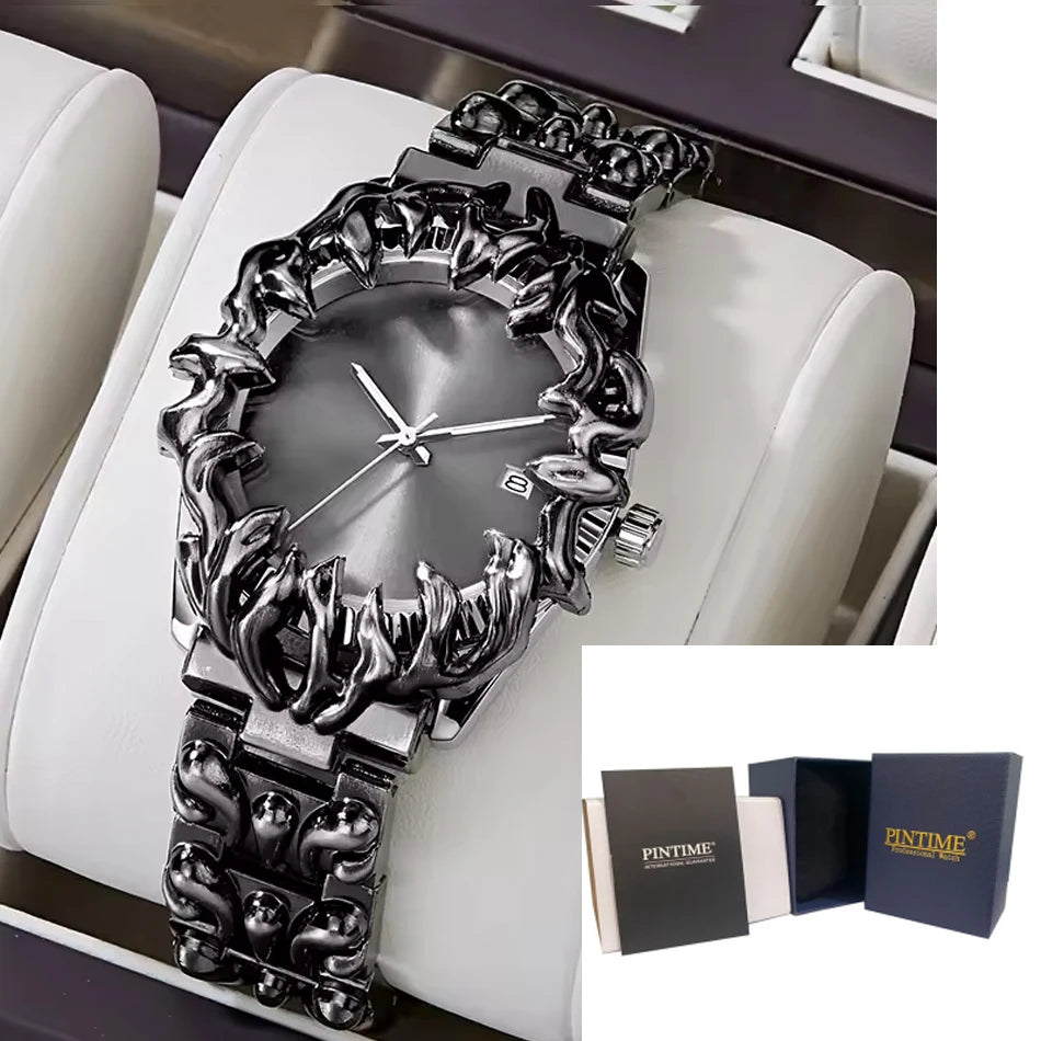 Original Quartz Watch Retro Croco Iris Shape Claw Watch Alabaster Style Retro Y2K European American Hip Hop Luxury Men Watch