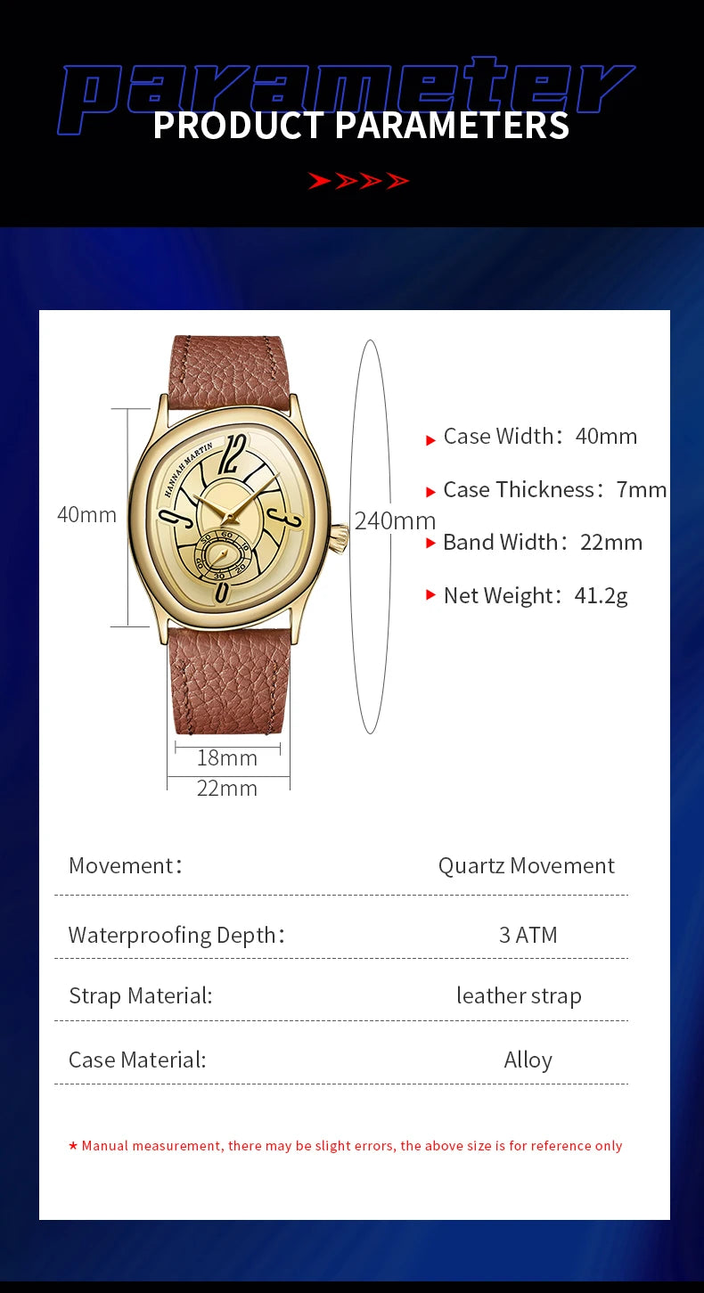 High Quality Genuine Leather Black Quartz Watch Men Fashion Business Trend Steel Waterproof Movement Boutique Men Casual Watch