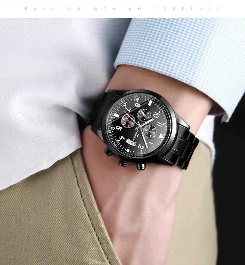 BINBOND Genuine Accurate Quartz Wristwatches for Men Luxury Luminous Waterproof Auto Date Durable Men's Watch Casual Reloj