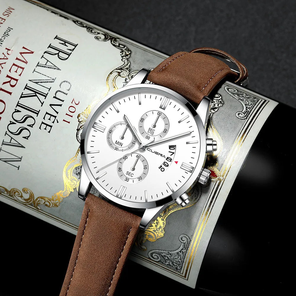 Quartz Men's Watch Top Fashion Timing Men's Watch Waterproof Design Luminous Leisure Date Luxury Men's Business Watch