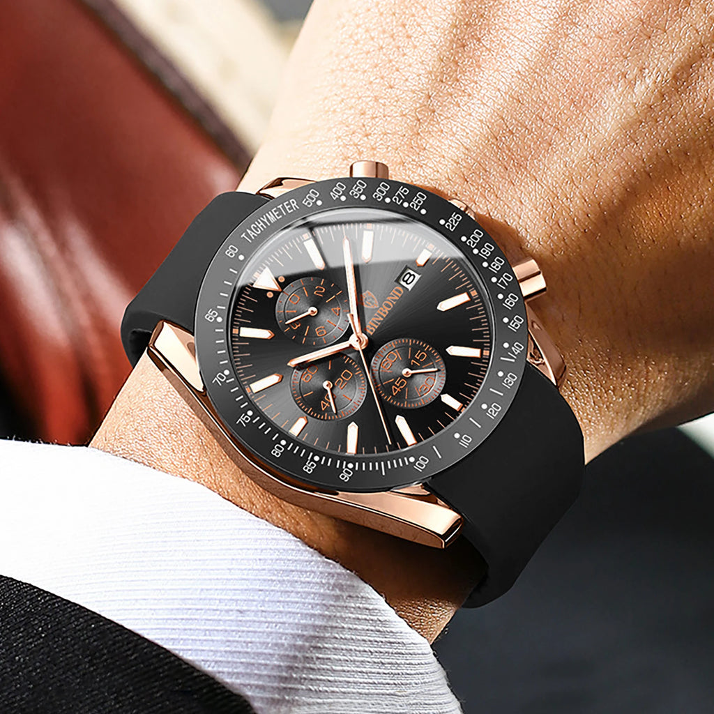 BINBOND Luxury Luminous Waterproof Casual Reloj Chronograph Auto Date Accurate Men's Watch Durable Quartz Wristwatches For Men