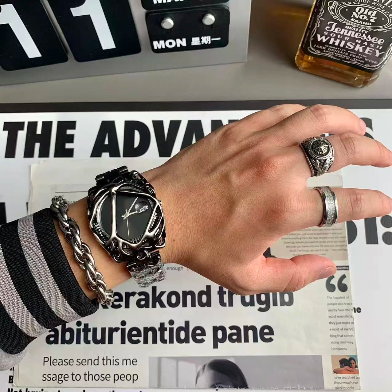Men's Watch Unique Spider Web Y2K Quartz Timepiece Water-Resistant Luminous Date Business Fun Personality Watch