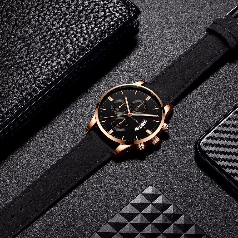 Quartz Men's Watch Top Fashion Timing Men's Watch Waterproof Design Luminous Leisure Date Luxury Men's Business Watch