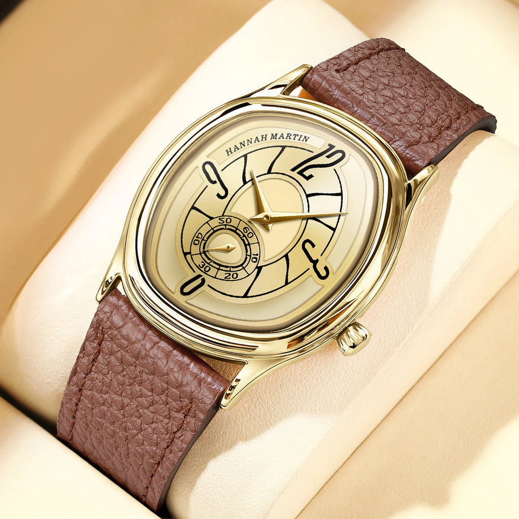 High Quality Genuine Leather Black Quartz Watch Men Fashion Business Trend Steel Waterproof Movement Boutique Men Casual Watch