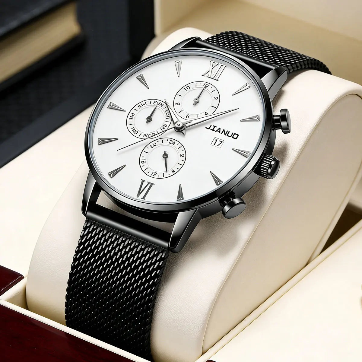 Trendy Casual Men's Milan Mesh Belt Watch Fashion Calendar Scale Simple Party Business Quartz Watch