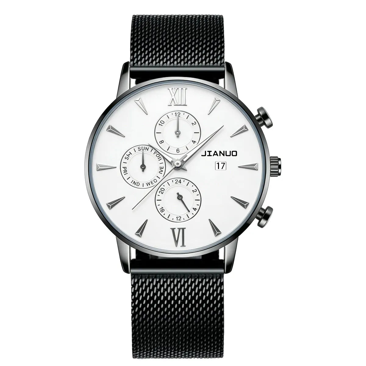 Trendy Casual Men's Milan Mesh Belt Watch Fashion Calendar Scale Simple Party Business Quartz Watch