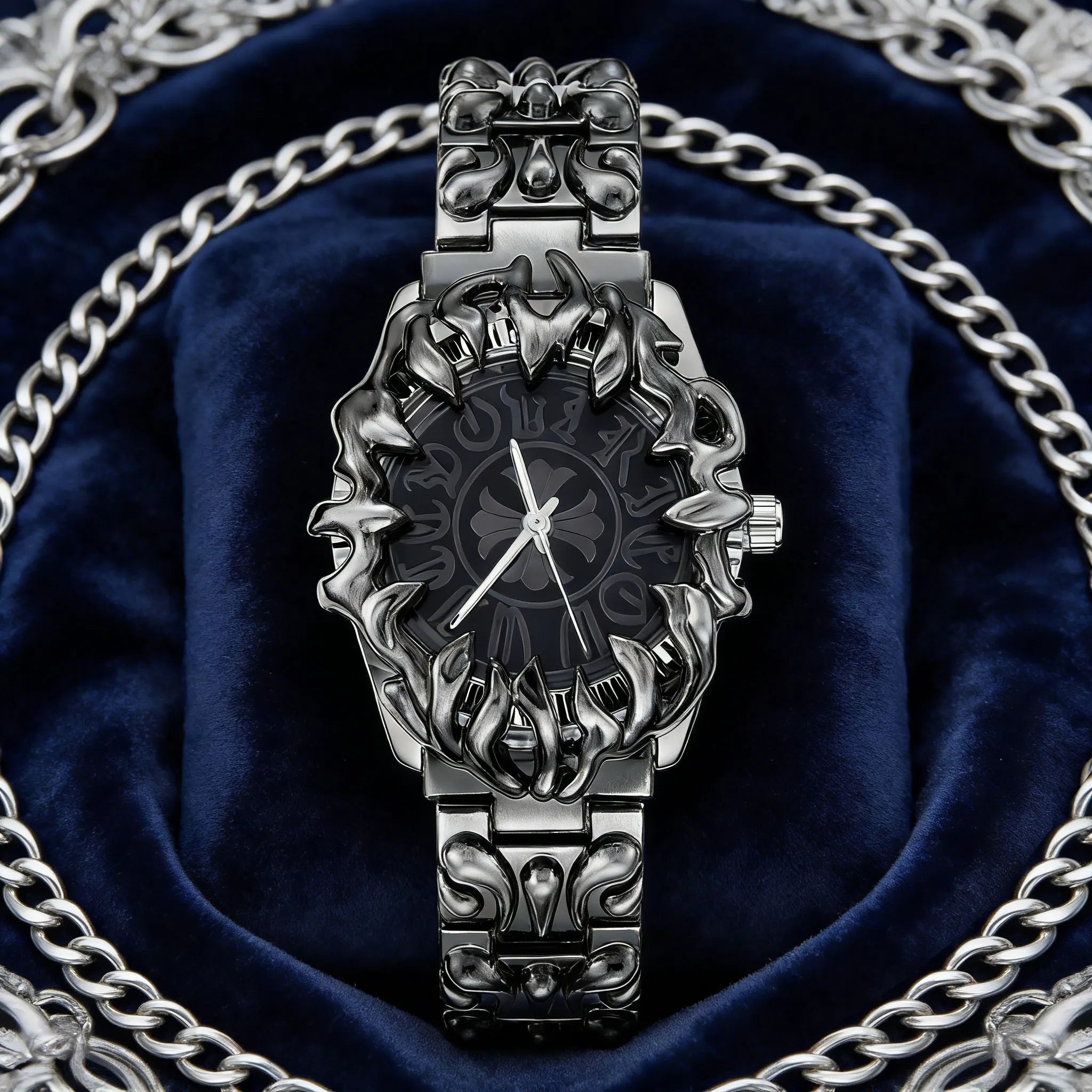 Original Quartz Watch Retro Croco Iris Shape Claw Watch Alabaster Style Retro Y2K European American Hip Hop Luxury Men Watch