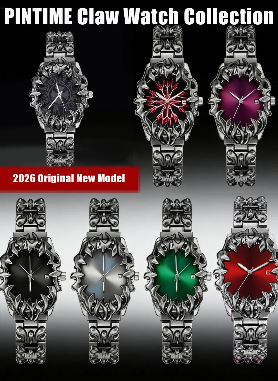 Original Quartz Watch Retro Croco Iris Shape Claw Watch Alabaster Style Retro Y2K European American Hip Hop Luxury Men Watch