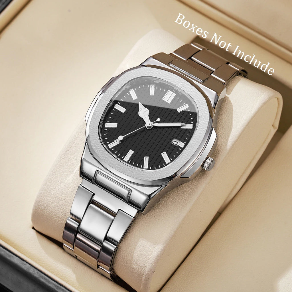 Luxury Square Men Business Watches Simple Calendar Quartz Watch for Mens Clock Relogio Masculino（Without Box）