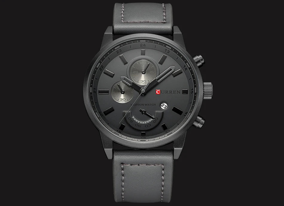 CURREN 8217 Men's Business Sport Quartz Watch Waterproof Casual Multifunctional Leather-Strap Wristwatch