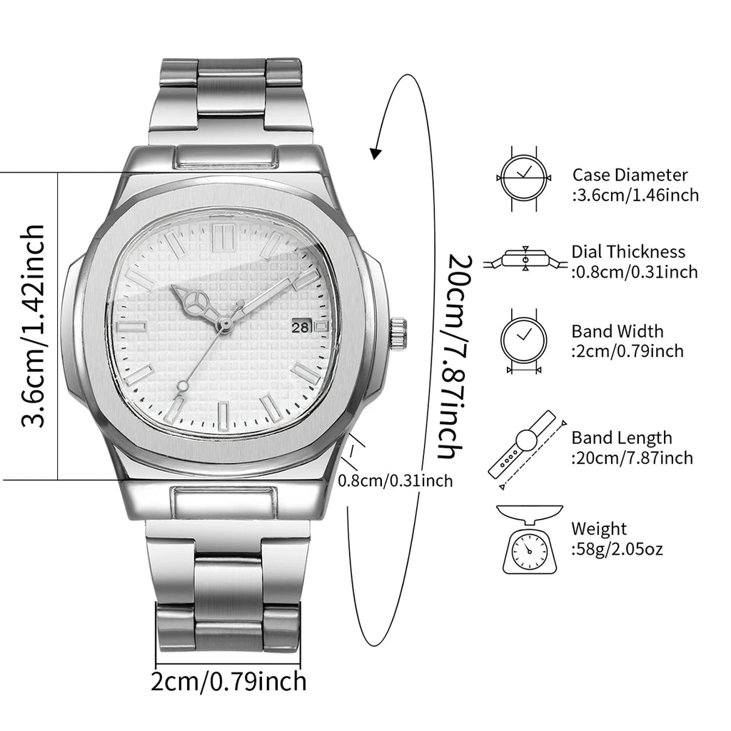 Luxury Square Men Business Watches Simple Calendar Quartz Watch for Mens Clock Relogio Masculino（Without Box）