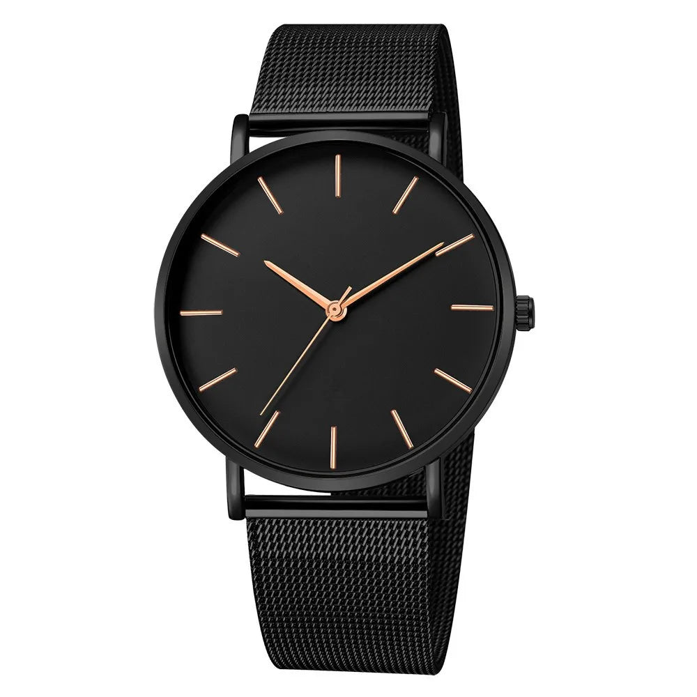 Top Brand Fashion Minimalist Ultra-thin Watch Men's Business Stainless Steel Strap Steel Mesh Quartz Watch Relogio Masculino