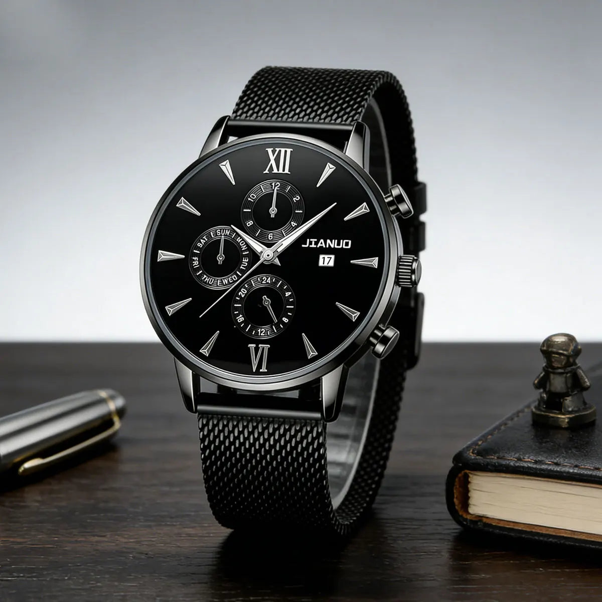 Trendy Casual Men's Milan Mesh Belt Watch Fashion Calendar Scale Simple Party Business Quartz Watch