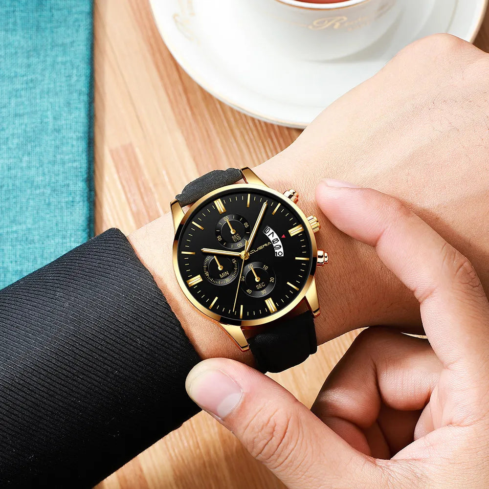 Quartz Men's Watch Top Fashion Timing Men's Watch Waterproof Design Luminous Leisure Date Luxury Men's Business Watch