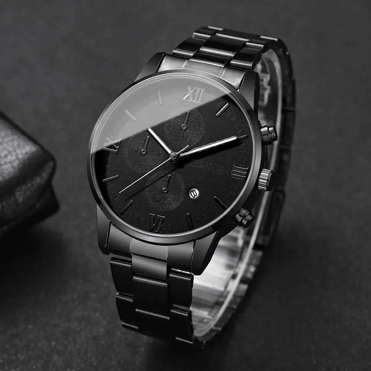 Fashion Roma Dial Men Business Watches Calendar Quartz Watch for Man Clock Reloj Hombre（Without Box）