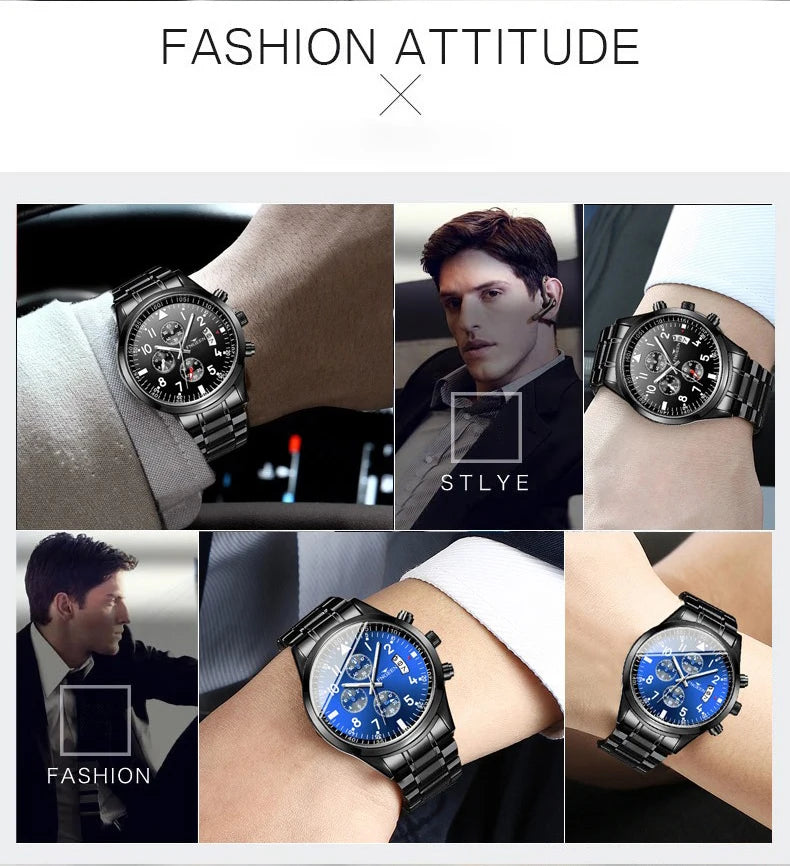 BINBOND Genuine Accurate Quartz Wristwatches for Men Luxury Luminous Waterproof Auto Date Durable Men's Watch Casual Reloj