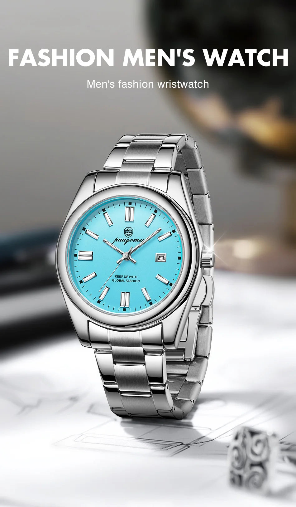 PAAZOMU Brand Luxury Men's Watch StainlessSteel Waterproof Date Quartz WristWatch Business Fashion Clock Best Gift For Men Reloj