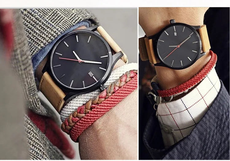 Casual Leather Sports Man Watch Top Brand Fashion Analog Men's Quartz Wristwatch Simple Military Male Clock reloj para hombre