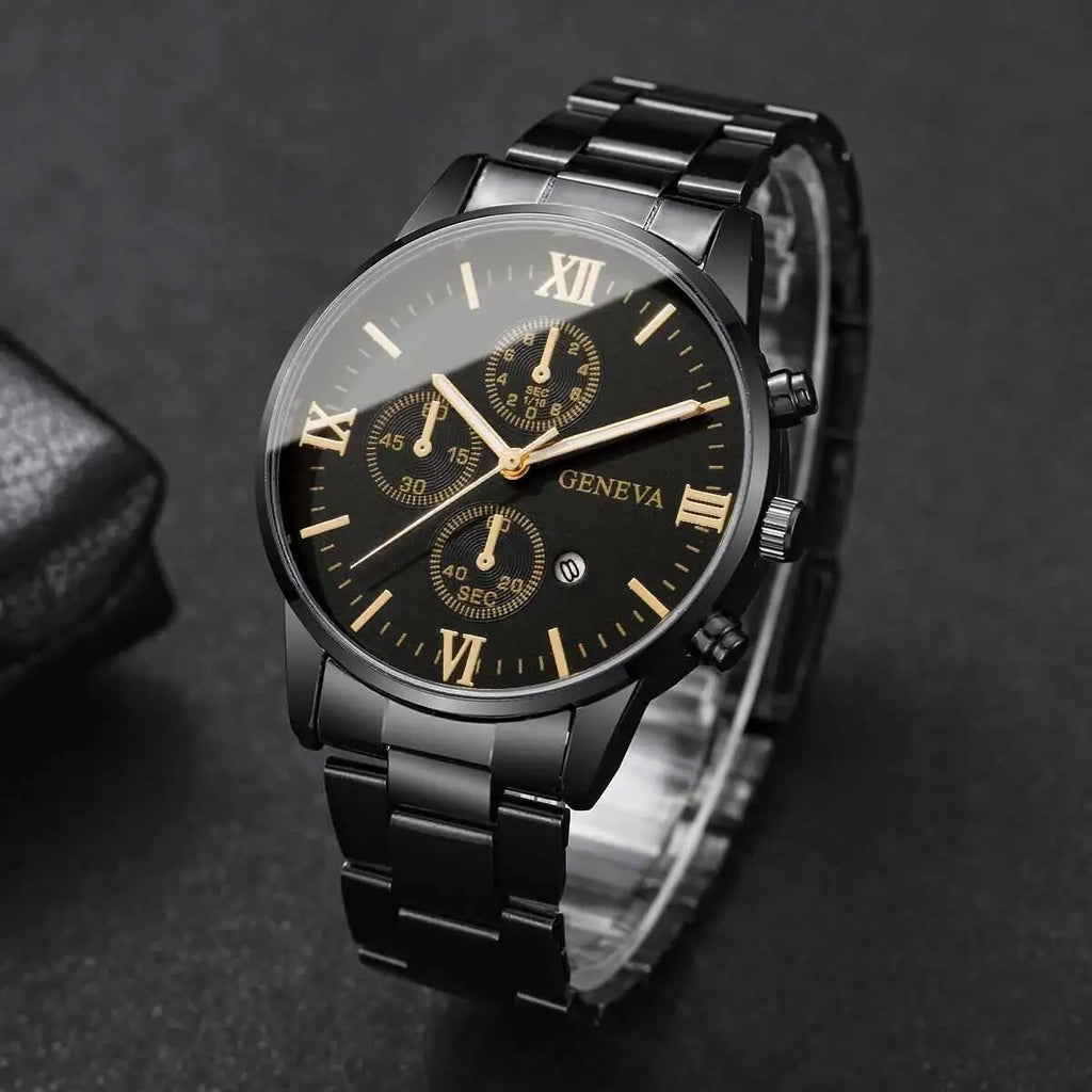 Fashion Roma Dial Men Business Watches Calendar Quartz Watch for Man Clock Reloj Hombre（Without Box）
