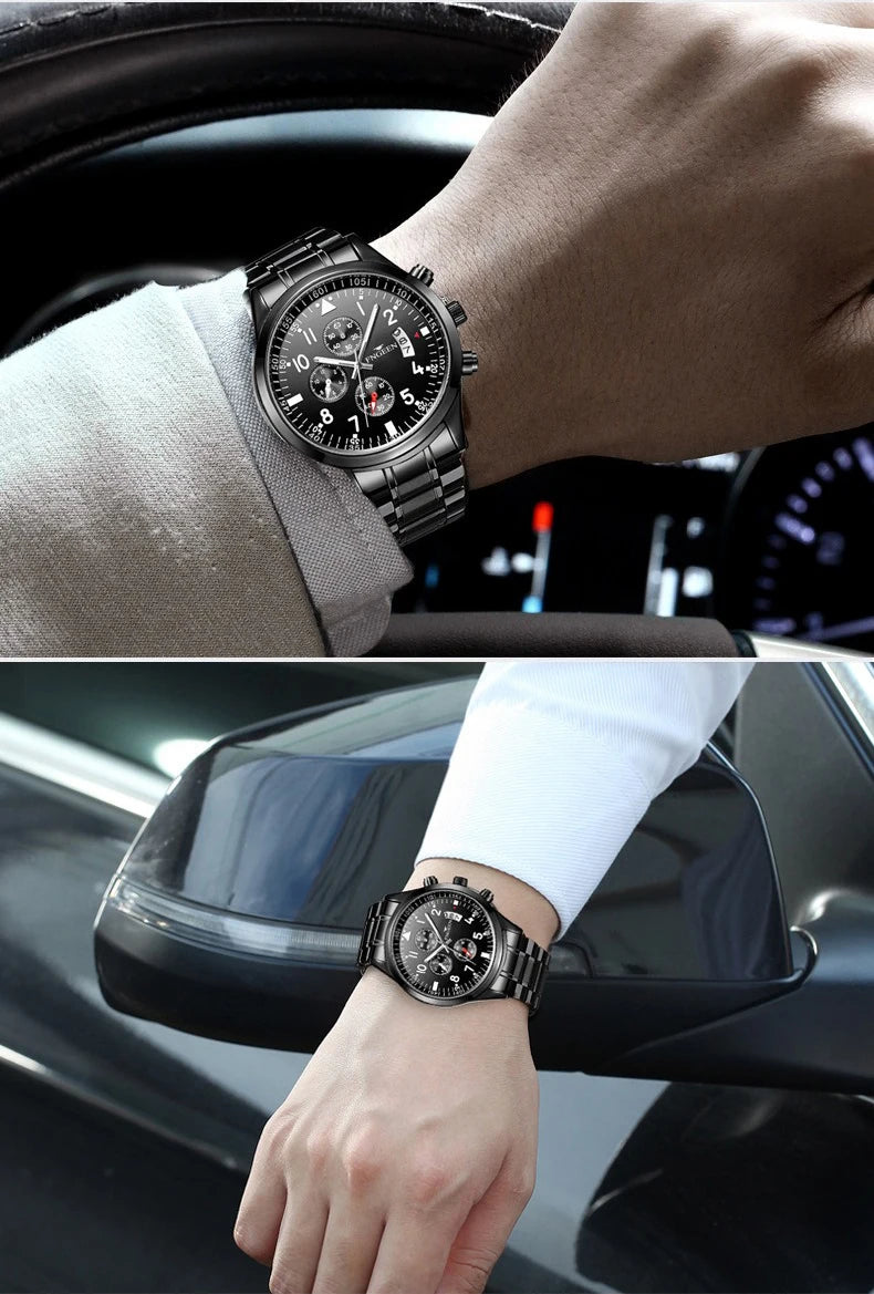 BINBOND Genuine Accurate Quartz Wristwatches for Men Luxury Luminous Waterproof Auto Date Durable Men's Watch Casual Reloj