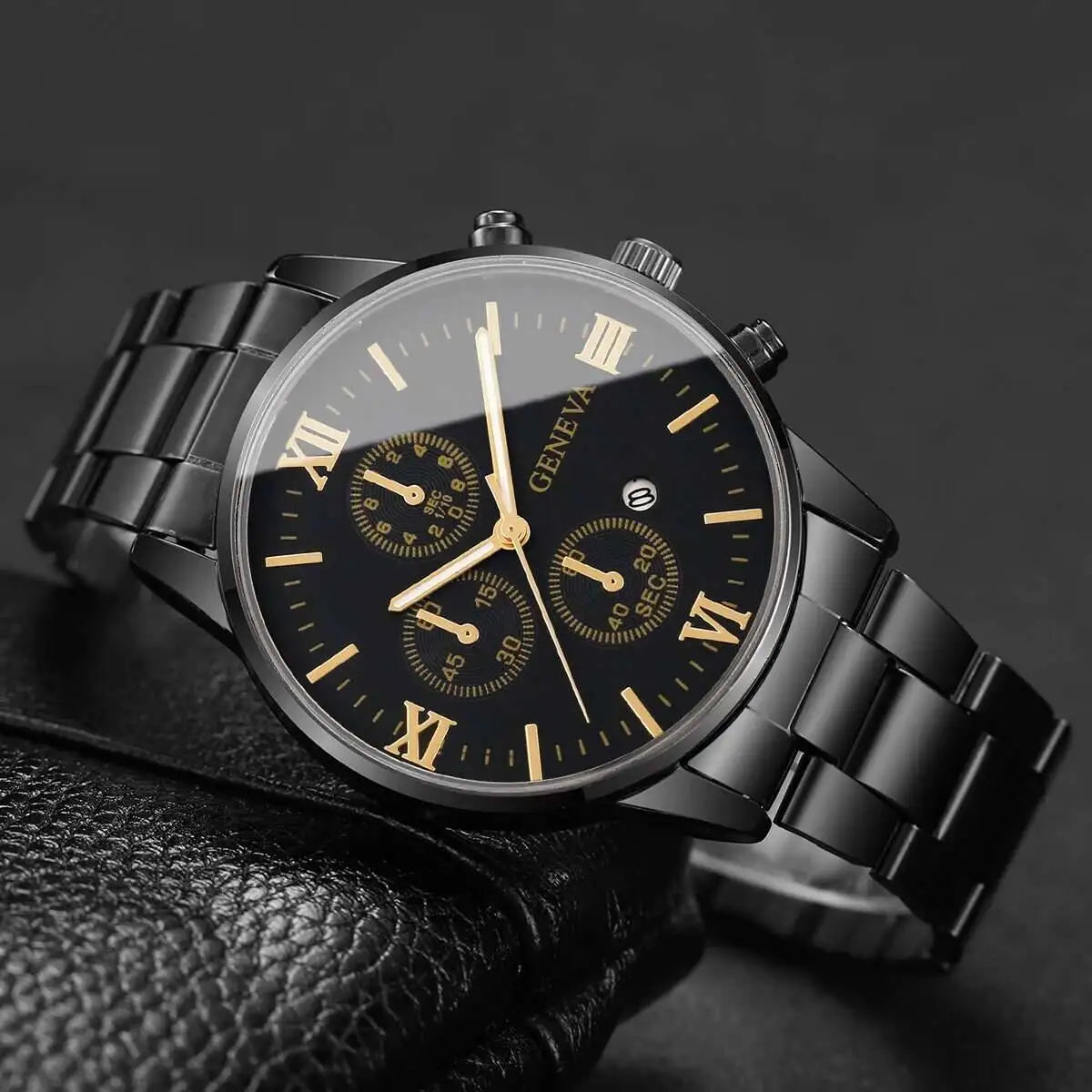 Fashion Roma Dial Men Business Watches Calendar Quartz Watch for Man Clock Reloj Hombre（Without Box）